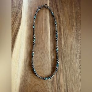 Native American Navajo pearl and turquoise single strand necklace